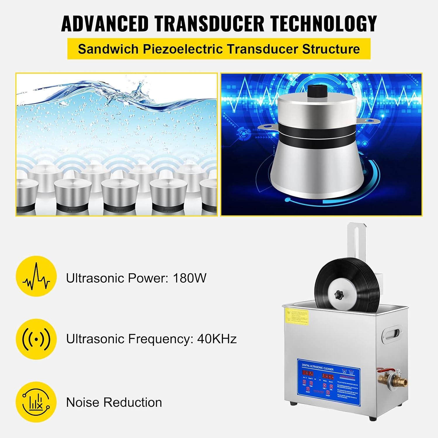 image:imageVEVOR Sonic Cleaner 6L Ultrasonic Vinyl Cleaner 712 Inch 8 Records Ultrasonic Vinyl Cleaning Machine 180W Ultrasonic Records Cleaner with Drying Rack for Home Store6LRecord Cleaner