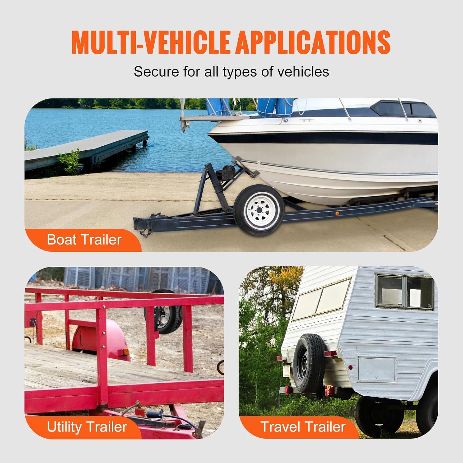 image:imageVEVOR Spare Tire Carrier Trailer Spare Tire Mount 160 lbs Capacity Utility Trailer Accessories Fits Most 4 amp 5 amp 6 amp 8 Lugs Wheels on 4 425 45 475 5 55 6 65 Bolt PatternsSinglebolt