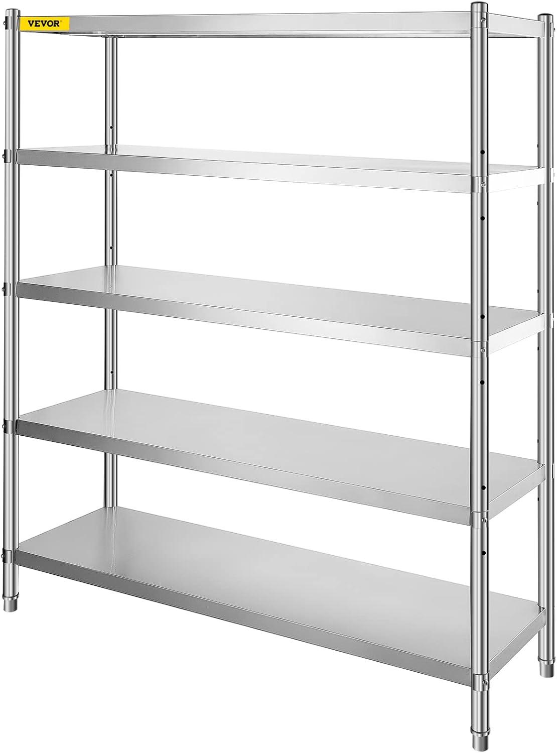 image:imageVEVOR Storage Shelf 5Tier Storage Shelving Unit Stainless Steel Garage Shelf Heavy Duty Storage Shelving 1650 Lbs Total Capacity with Adjustable Height5Tier 71x18x71