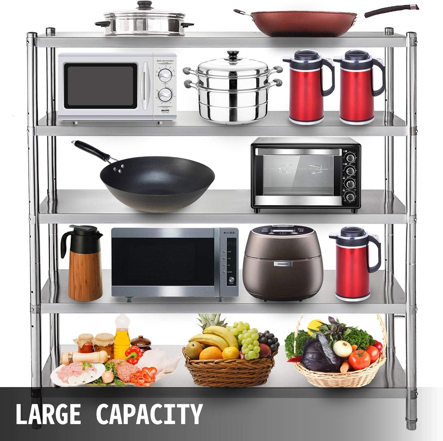 image:imageVEVOR Storage Shelf 5Tier Storage Shelving Unit Stainless Steel Garage Shelf Heavy Duty Storage Shelving 1650 Lbs Total Capacity with Adjustable Height5Tier 48x185x72