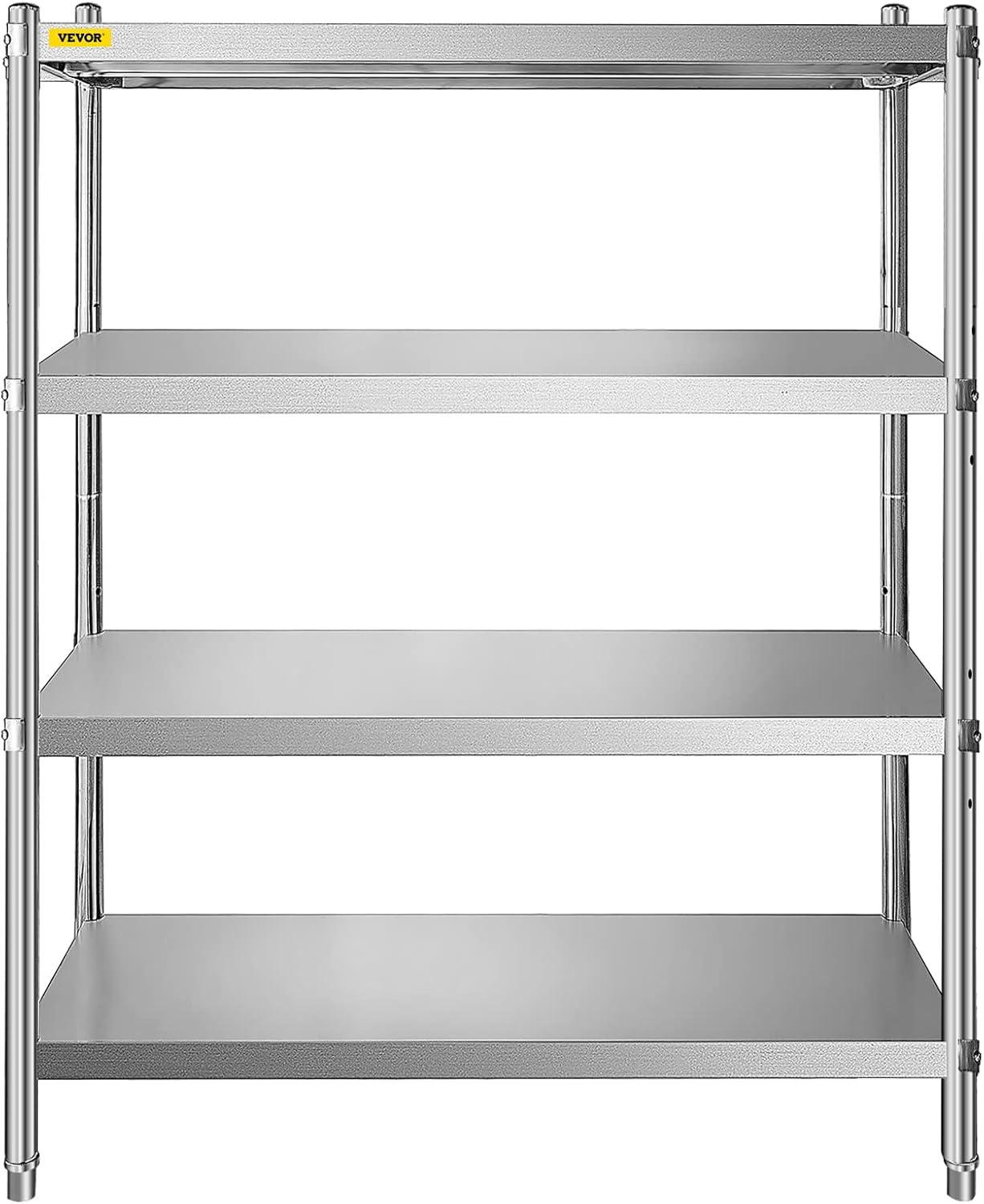 image:imageVEVOR Storage Shelf 5Tier Storage Shelving Unit Stainless Steel Garage Shelf Heavy Duty Storage Shelving 1650 Lbs Total Capacity with Adjustable Height4Tier 47x185x60