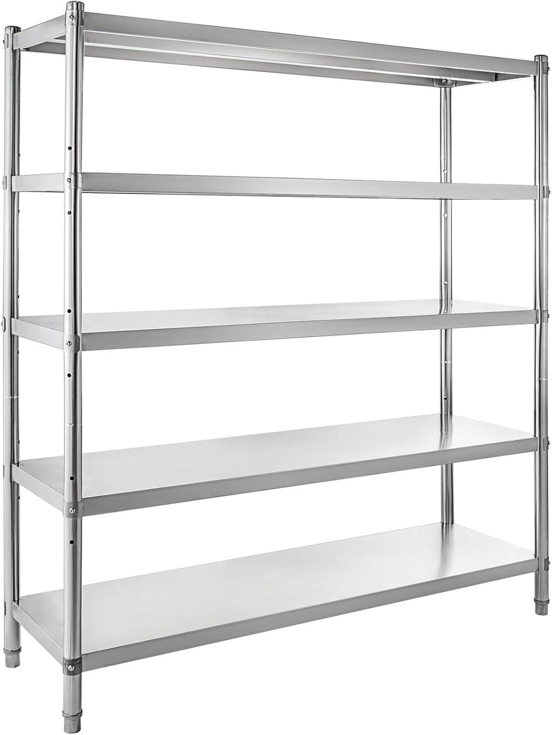image:imageVEVOR Storage Shelf 5Tier Storage Shelving Unit Stainless Steel Garage Shelf Heavy Duty Storage Shelving 1650 Lbs Total Capacity with Adjustable Height5Tier 48x185x72