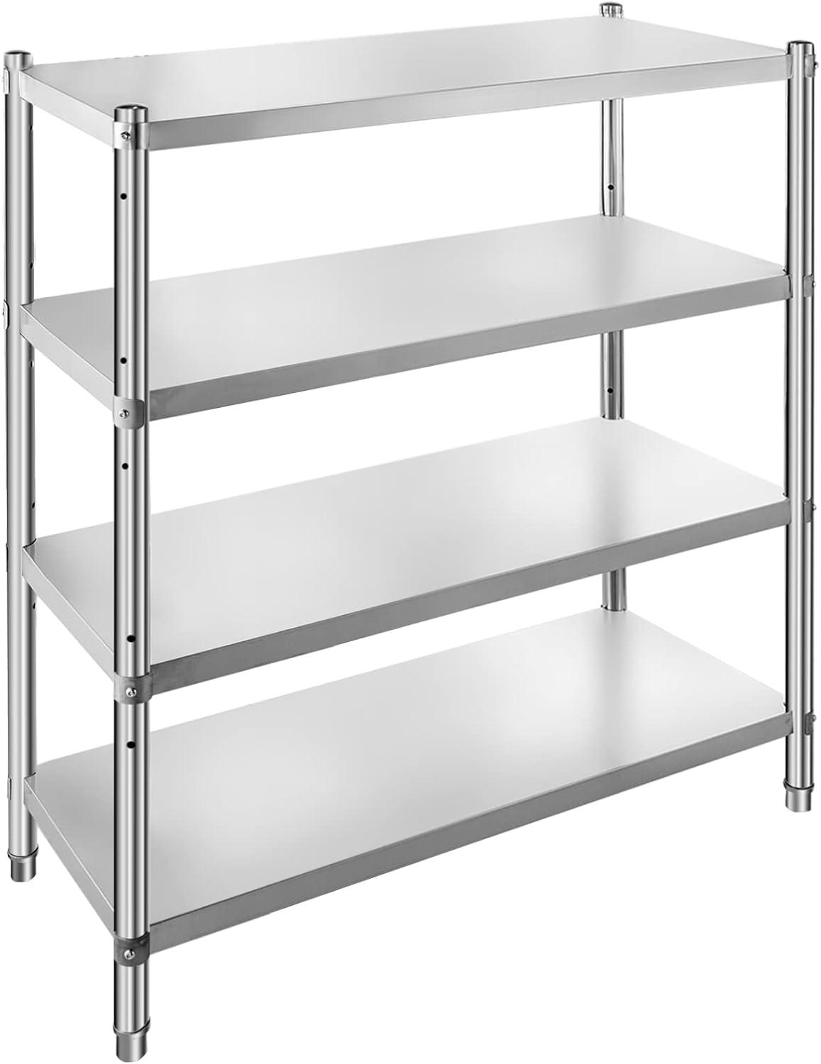 image:imageVEVOR Storage Shelf 5Tier Storage Shelving Unit Stainless Steel Garage Shelf Heavy Duty Storage Shelving 1650 Lbs Total Capacity with Adjustable Height4Tier 47x185x60