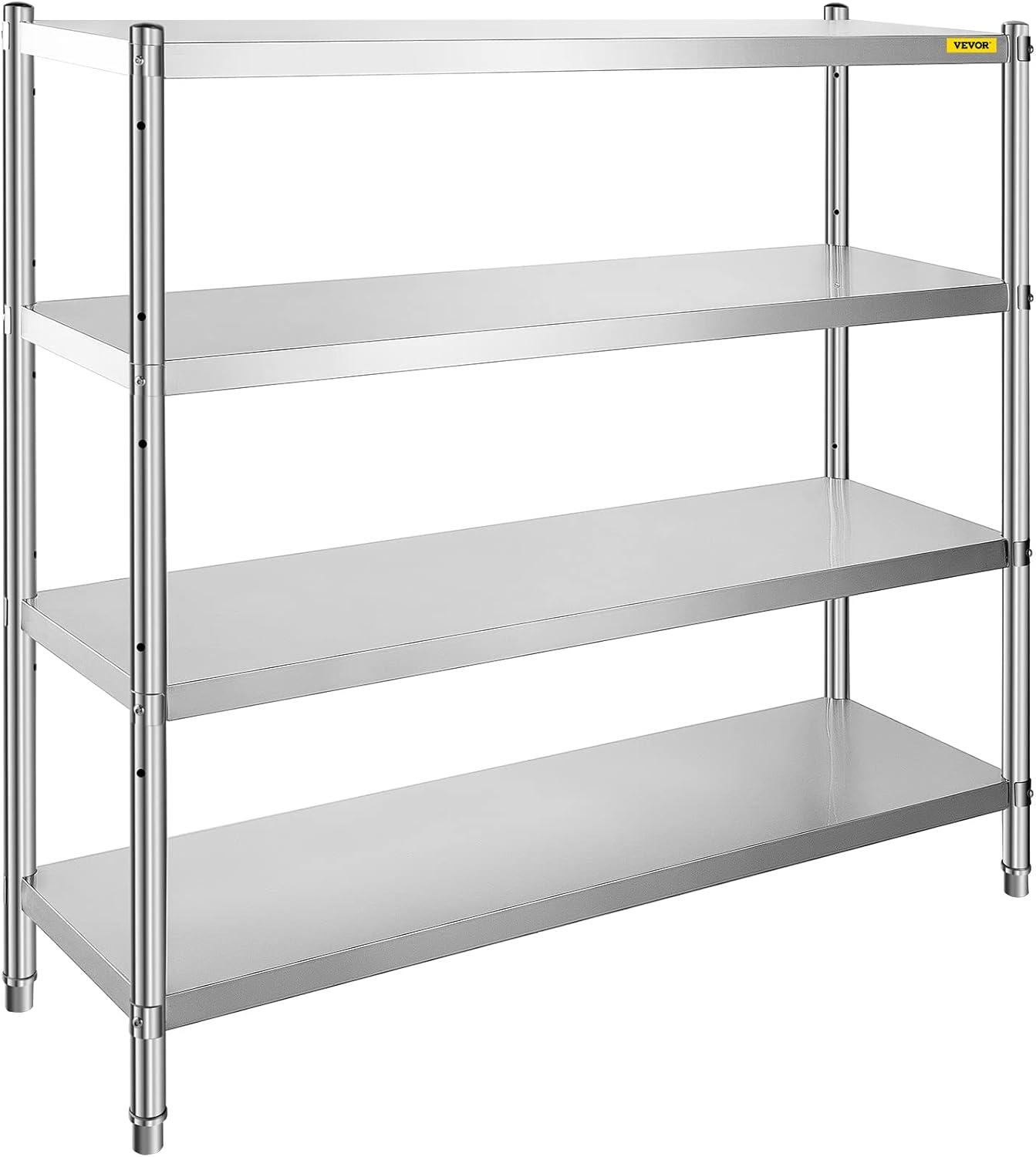 image:imageVEVOR Storage Shelf 5Tier Storage Shelving Unit Stainless Steel Garage Shelf Heavy Duty Storage Shelving 1650 Lbs Total Capacity with Adjustable Height4Tier 60x185x60