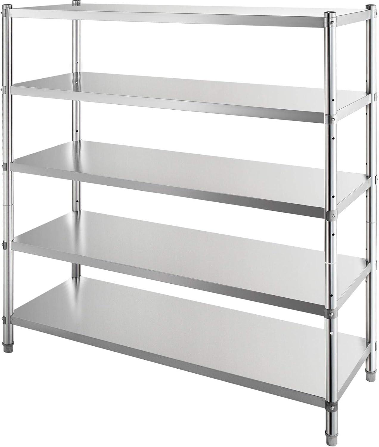 image:imageVEVOR Storage Shelf 5Tier Storage Shelving Unit Stainless Steel Garage Shelf Heavy Duty Storage Shelving 1650 Lbs Total Capacity with Adjustable Height5Tier 48x185x72