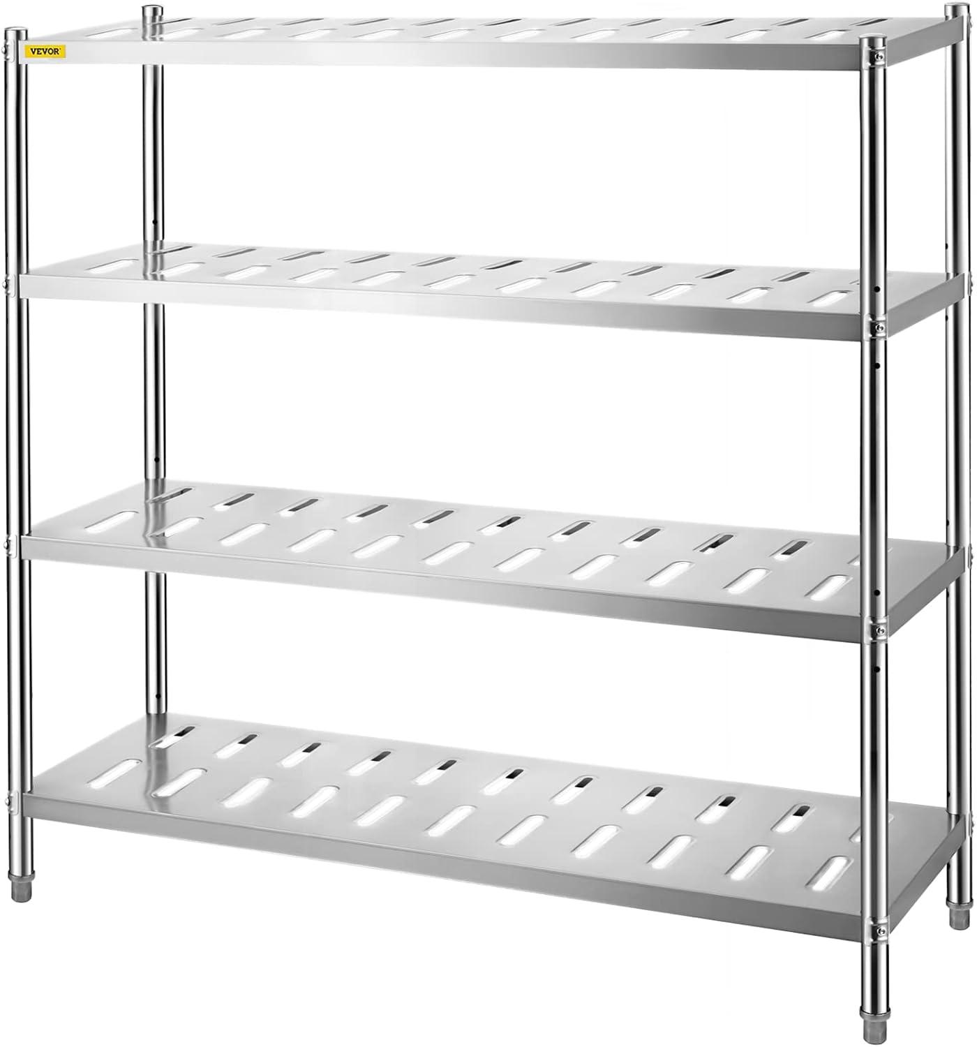 image:imageVEVOR Storage Shelf 5Tier Storage Shelving Unit Stainless Steel Garage Shelf Heavy Duty Storage Shelving 1650 Lbs Total Capacity with Adjustable Height4Tier 59x18x61