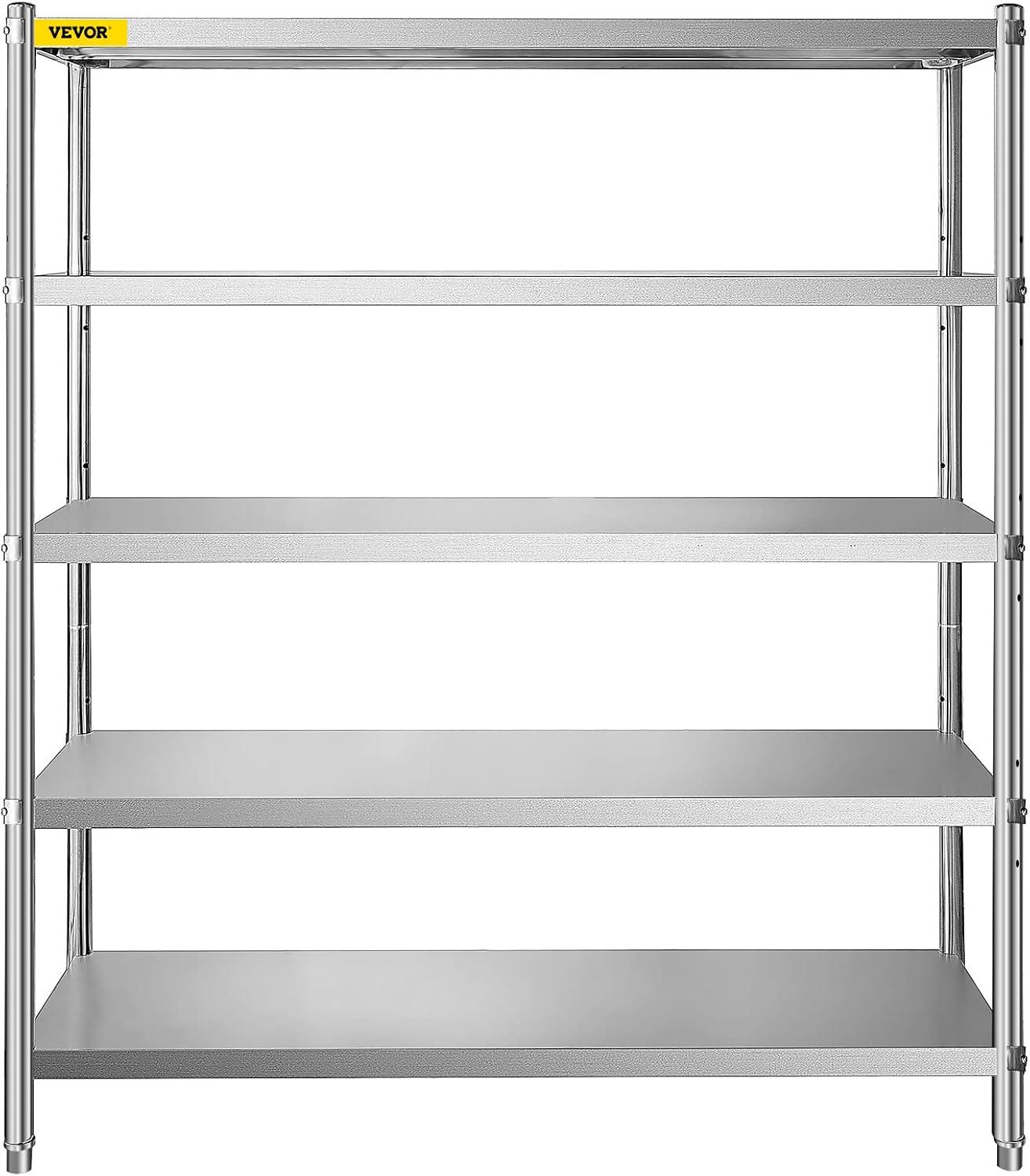 image:imageVEVOR Storage Shelf 5Tier Storage Shelving Unit Stainless Steel Garage Shelf Heavy Duty Storage Shelving 1650 Lbs Total Capacity with Adjustable Height5Tier 71x18x71