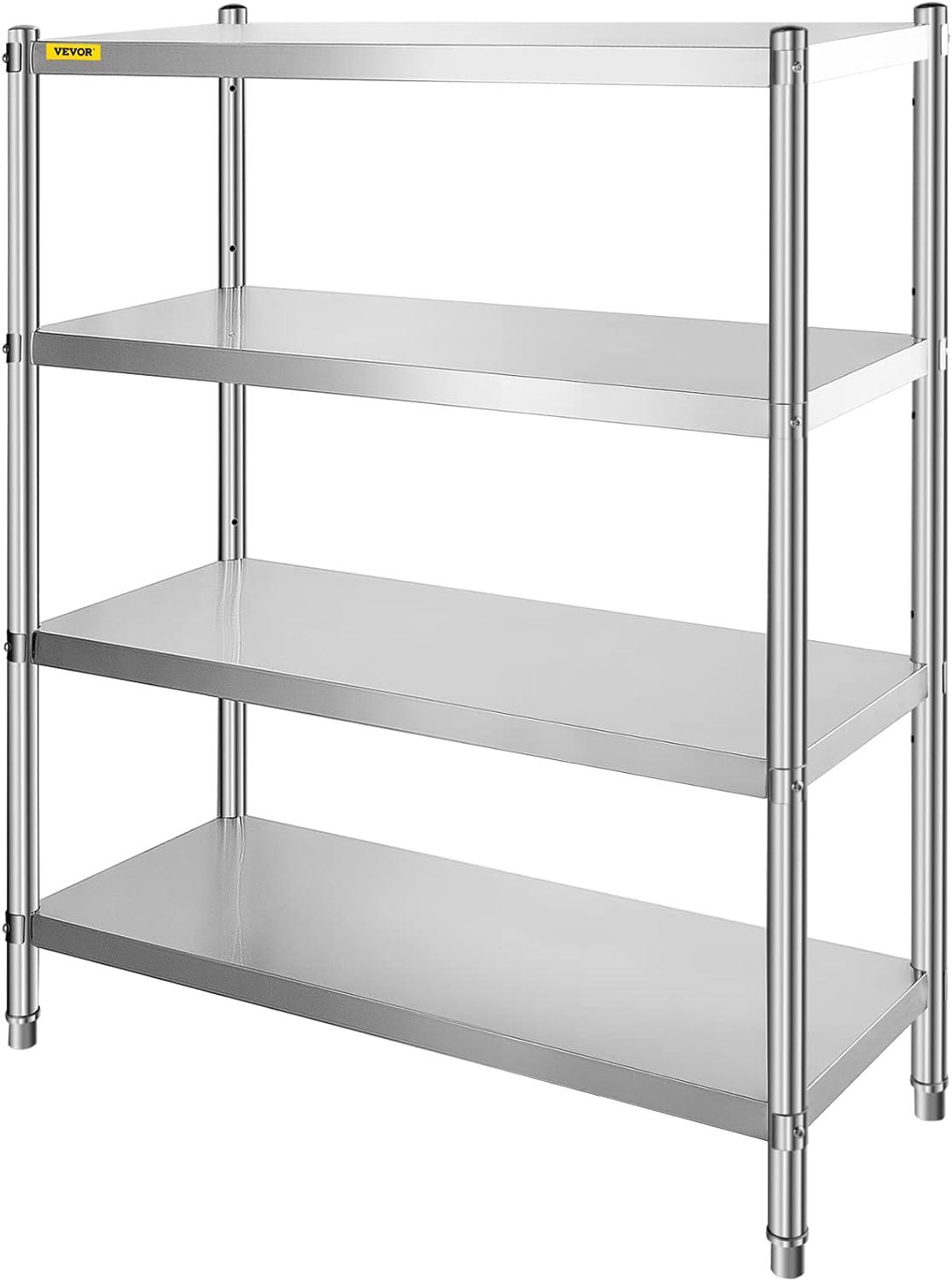 image:imageVEVOR Storage Shelf 5Tier Storage Shelving Unit Stainless Steel Garage Shelf Heavy Duty Storage Shelving 1650 Lbs Total Capacity with Adjustable Height4Tier 47x185x60
