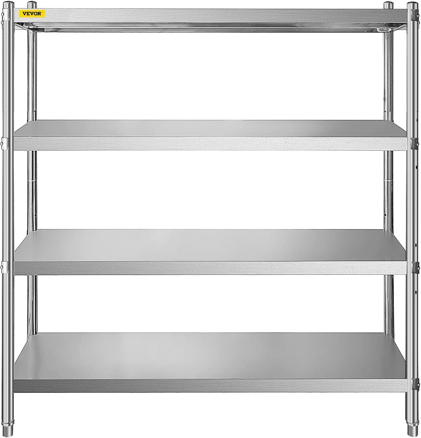 image:imageVEVOR Storage Shelf 5Tier Storage Shelving Unit Stainless Steel Garage Shelf Heavy Duty Storage Shelving 1650 Lbs Total Capacity with Adjustable Height4Tier 60x185x60
