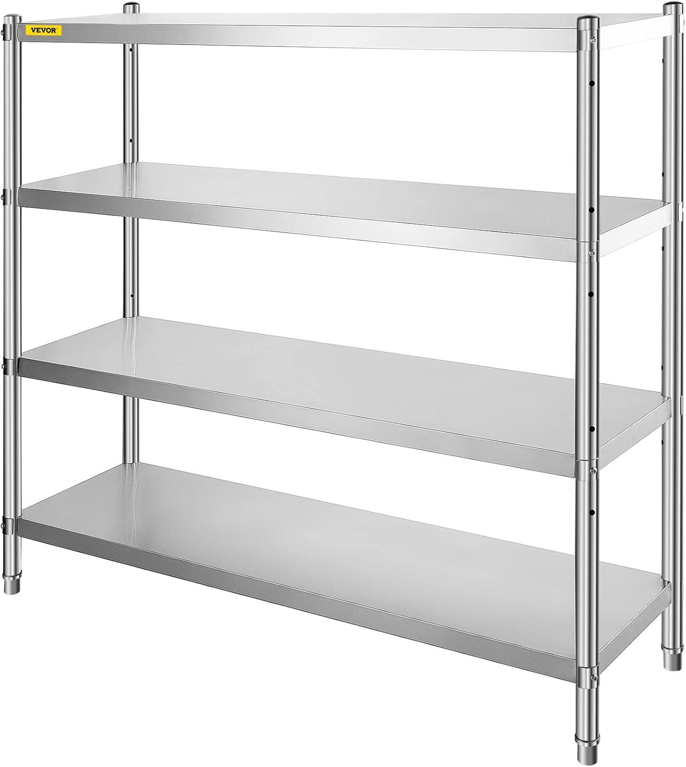 image:imageVEVOR Storage Shelf 5Tier Storage Shelving Unit Stainless Steel Garage Shelf Heavy Duty Storage Shelving 1650 Lbs Total Capacity with Adjustable Height4Tier 60x185x60