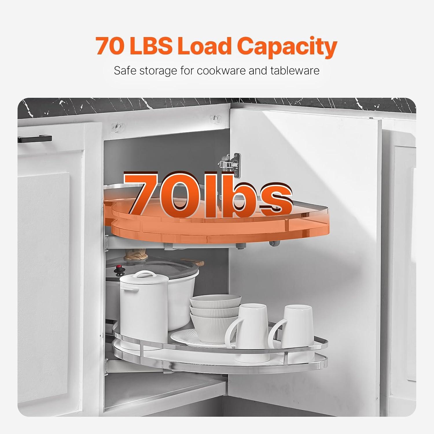 image:imageVEVOR Swing Left Blind Corner Cabinet Pull Out Organizer for 36 inch Width Blind Cabinet 2 Tier Height Adjustable Swing Tray Soft Close Kitchen Cloud Blind Organizer Left Open2 Tier Left Open