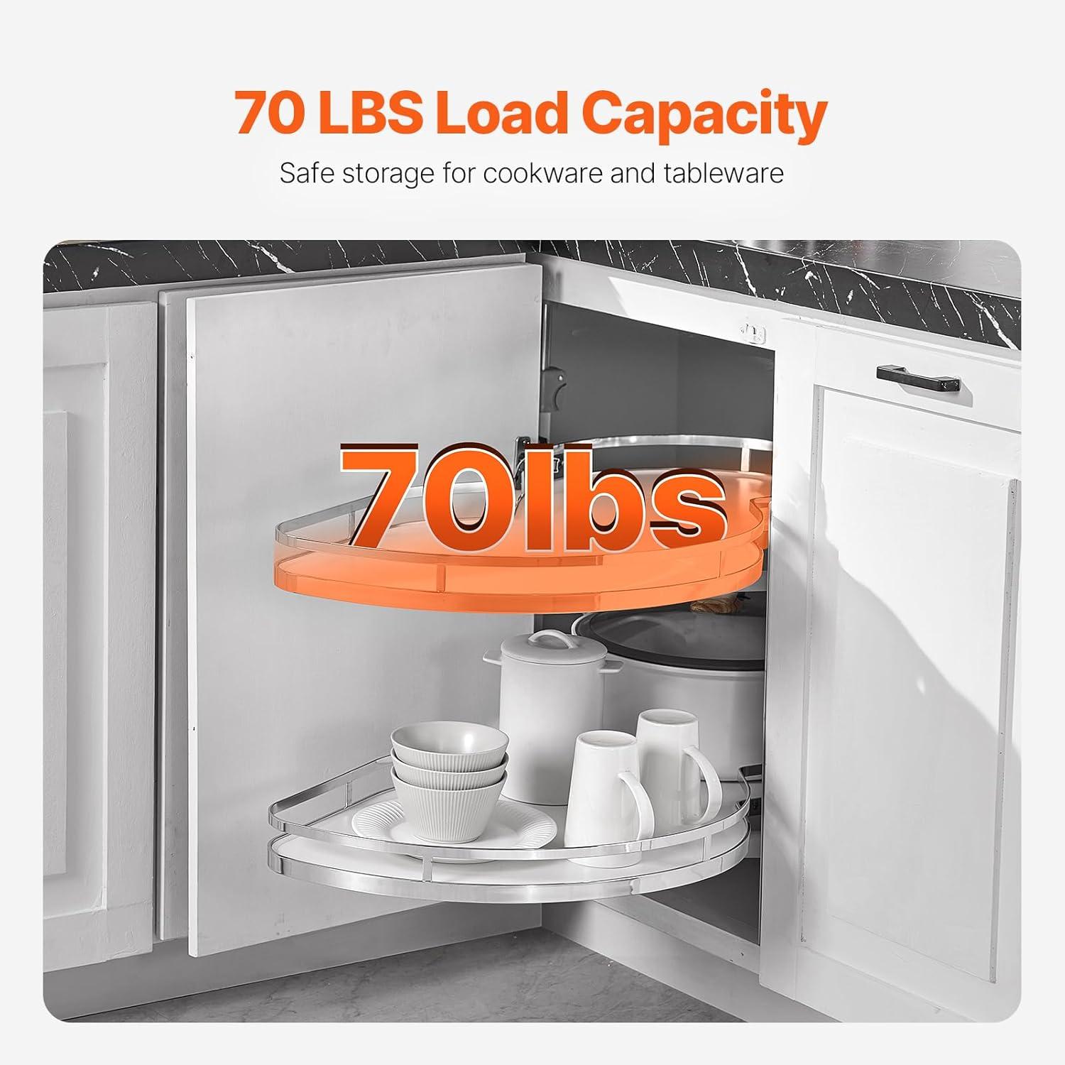 image:imageVEVOR Swing Left Blind Corner Cabinet Pull Out Organizer for 36 inch Width Blind Cabinet 2 Tier Height Adjustable Swing Tray Soft Close Kitchen Cloud Blind Organizer Left Open2 Tier Right Open