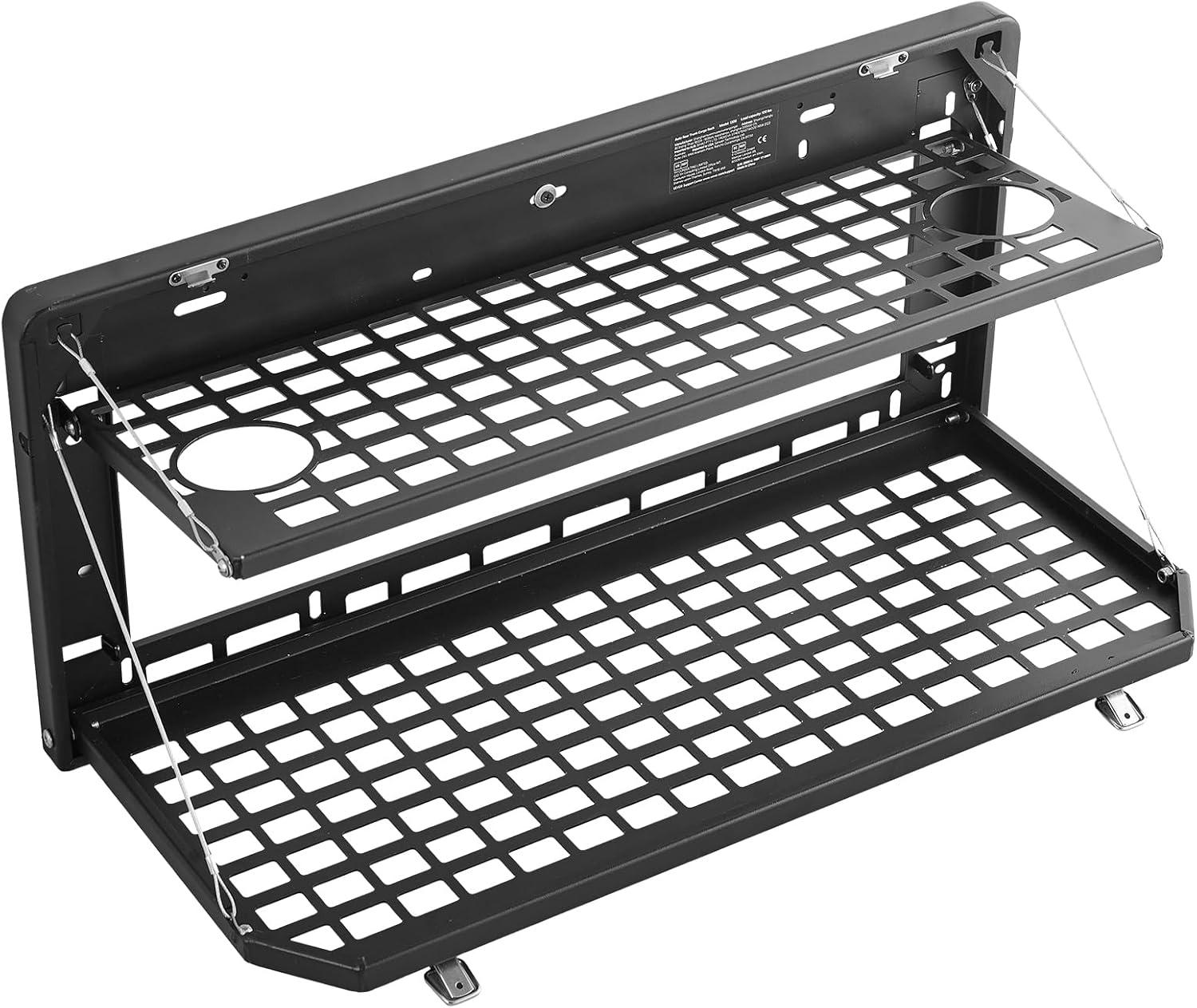 image:imageVEVOR Tailgate Table for 20072024 Jeep Wrangler JL 100 lbs Carbon Steel Foldable Molle Panel DoubleLayer Drop Down Table Rear Cargo Storage Rack Shelf Luggage Holder Carrier CampingJeep JL20072024