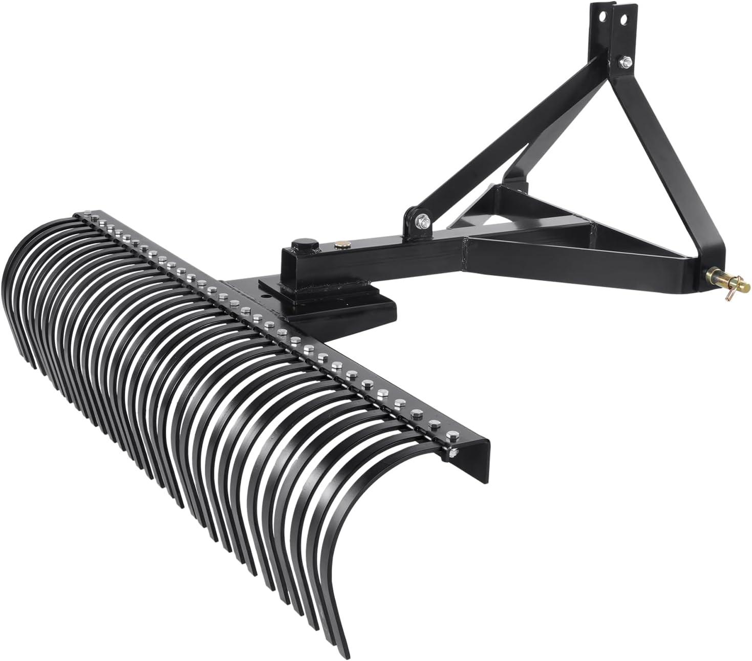 image:imageVEVOR Tow Behind Dethatcher 60inch Tow Dethatcher with 32 Steel Tines 3Point Lawn Dethatcher Rake with Attachments for Tractor Landscape Rake for Garden Farm Grass60Dethatcher with 3point Attachments