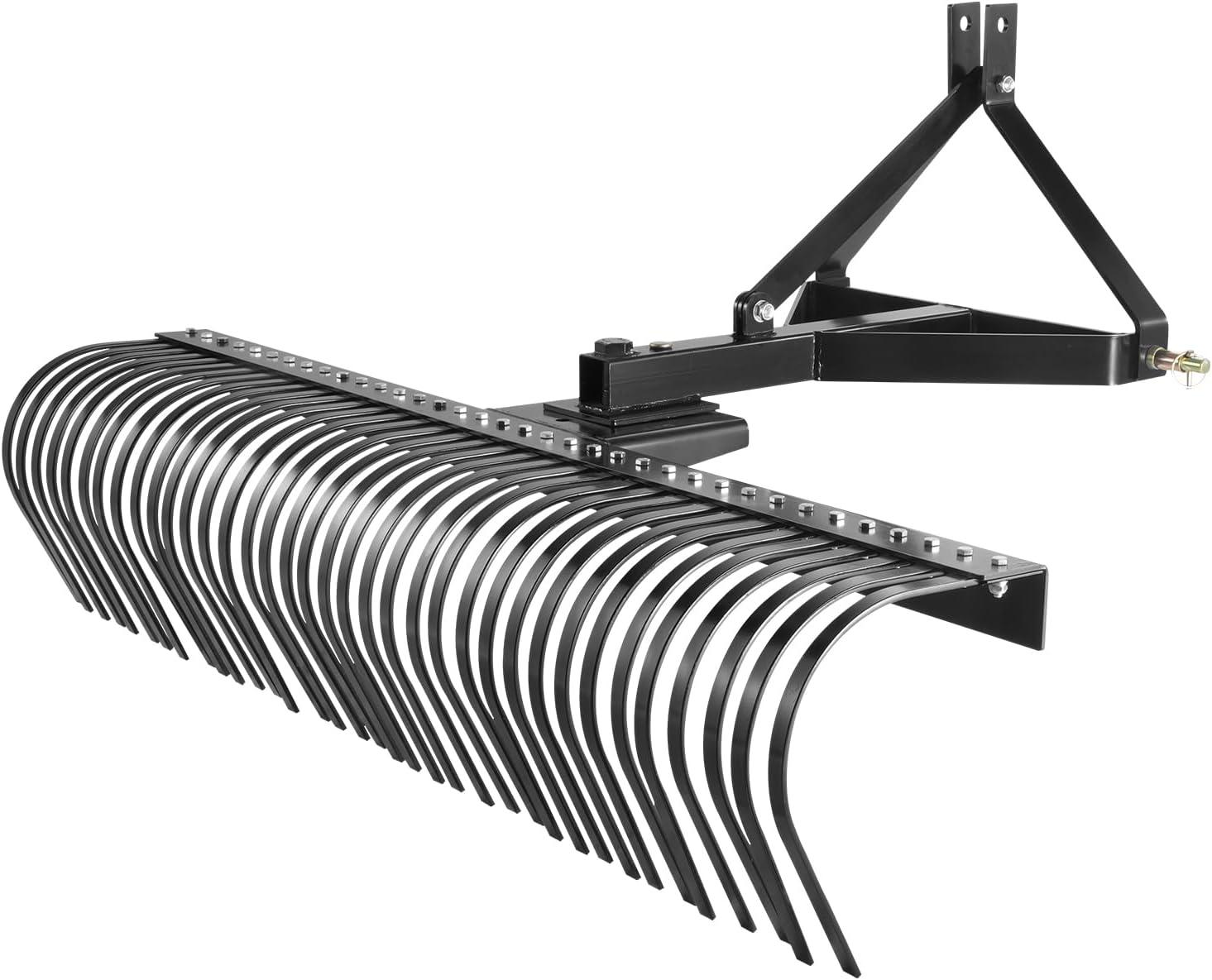 image:imageVEVOR Tow Behind Dethatcher 60inch Tow Dethatcher with 32 Steel Tines 3Point Lawn Dethatcher Rake with Attachments for Tractor Landscape Rake for Garden Farm Grass72Dethatcher with 3point Attachments