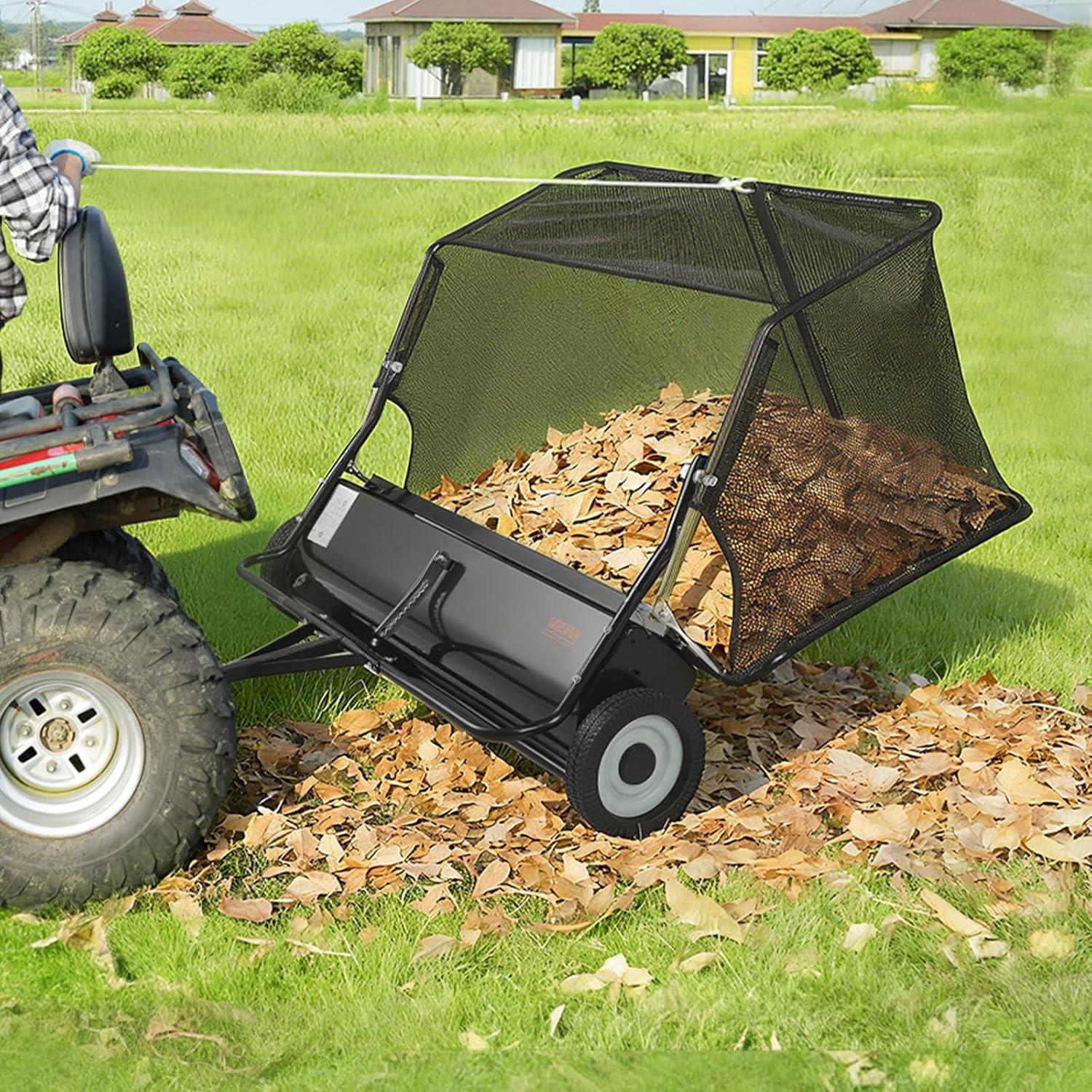 image:imageVEVOR Tow Behind Lawn Sweeper 44 in Pull Behind Lawn Sweeper 25 cu ft Large Capacity Leaf amp Grass Collector Heavy Duty Garden Sweeper with Adjustable Sweeping Height for Yard Lawn Farm48 Inch