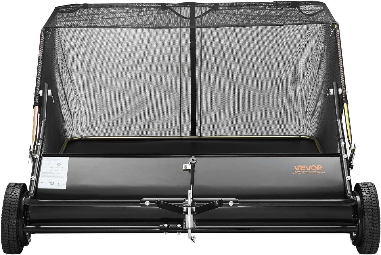 image:imageVEVOR Tow Behind Lawn Sweeper 44 in Pull Behind Lawn Sweeper 25 cu ft Large Capacity Leaf amp Grass Collector Heavy Duty Garden Sweeper with Adjustable Sweeping Height for Yard Lawn Farm48 Inch