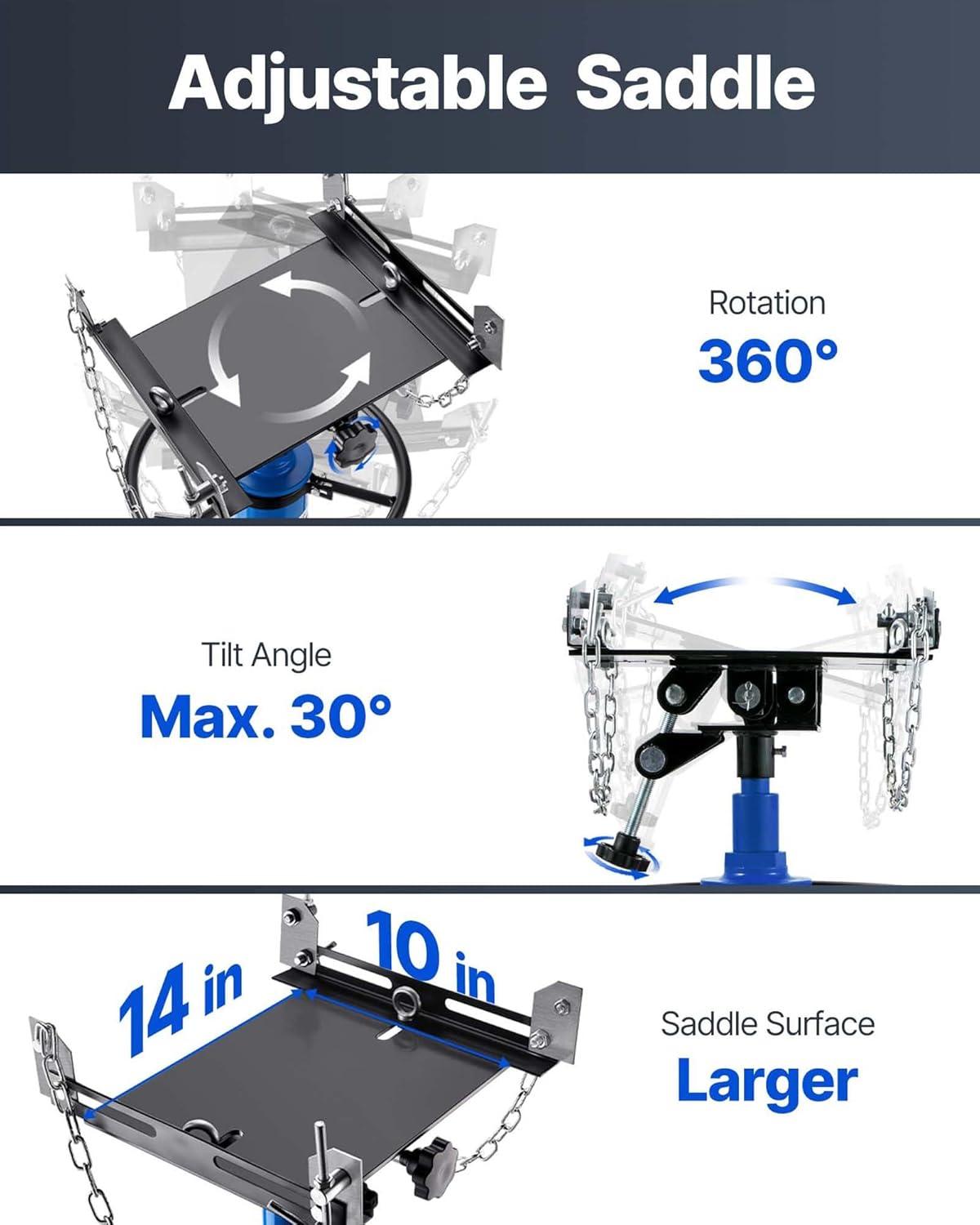 image:imageVEVOR Transmission Jack 3367 High Lift 1100 lbs Hydraulic Telescoping Transmission Jack 2Stage Transmission Stand 12 Ton Capacity with Foot Pedal 360 Swivel Wheel GarageShop Lift HoistsingleStage 1100lb