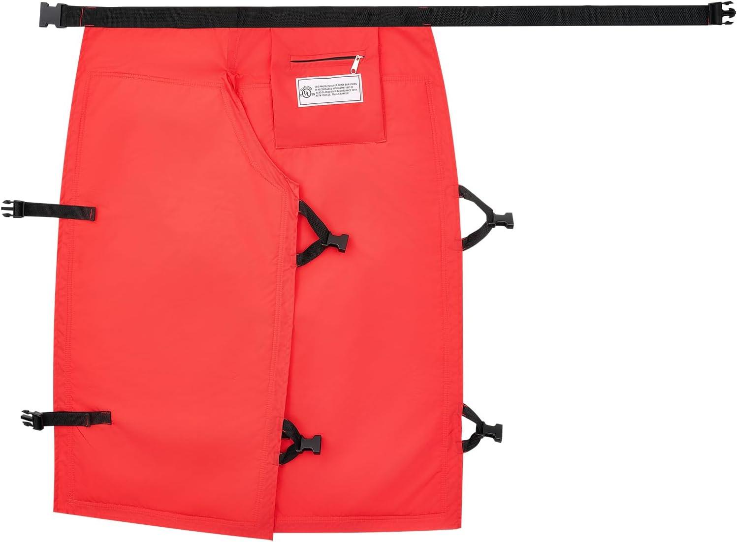image:imageVEVOR Unisex Apron Style Chainsaw Chaps Class C 8 Layers Chainsaw Pants With Adjustable Belt amp Gear PocketRed