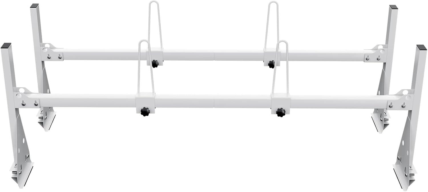image:imageVEVOR Van Roof Ladder Racks 59 Adjustable HeavyDuty Steel Racks 600 lbs Capacity for Chevrolet Express 1500 2500 3500Ford E150 E250 E350GMC Savana 2 Bars2 Bars