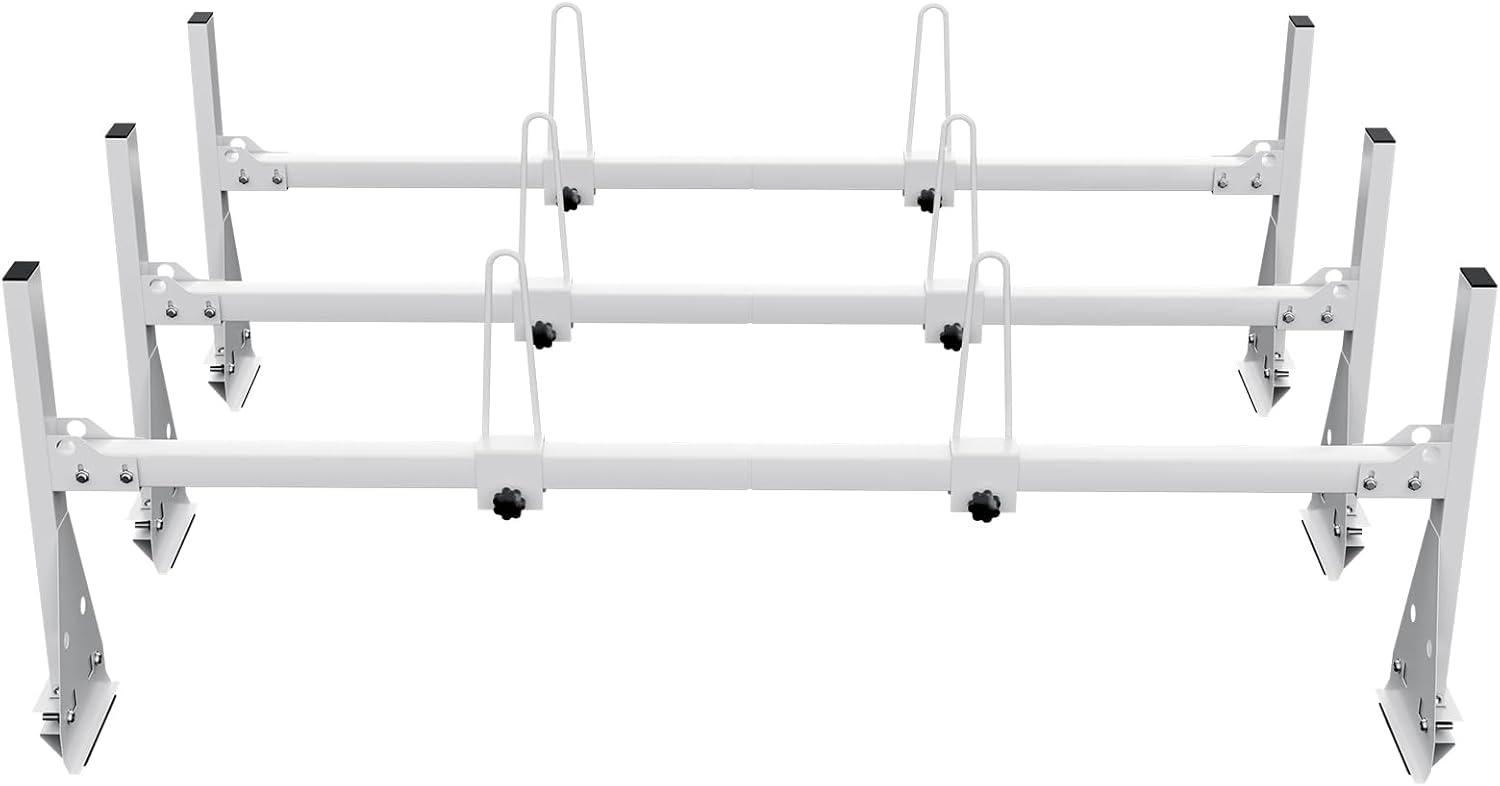 image:imageVEVOR Van Roof Ladder Racks 59 Adjustable HeavyDuty Steel Racks 600 lbs Capacity for Chevrolet Express 1500 2500 3500Ford E150 E250 E350GMC Savana 2 Bars3 Bars