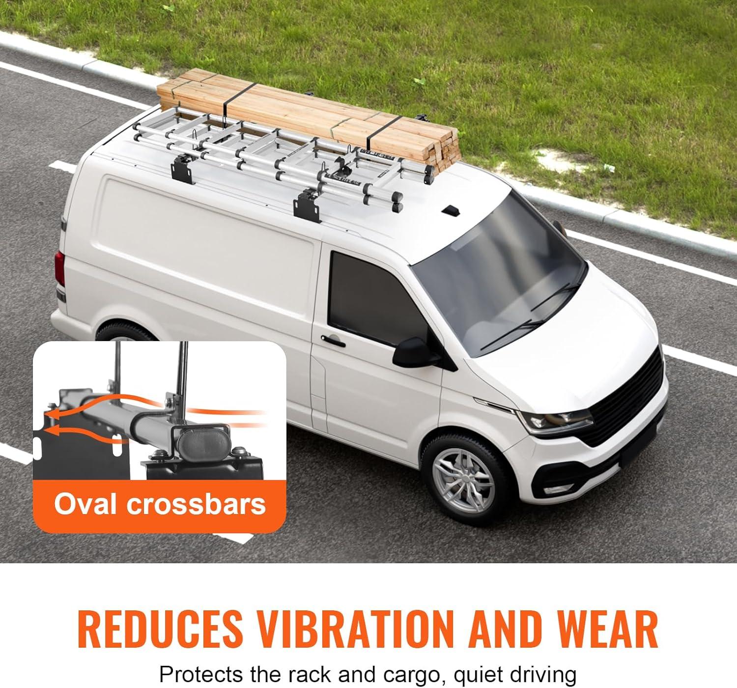 image:imageVEVOR Van Roof Ladder Racks 60 HeavyDuty Steel Racks 500 lbs Capacity Universal Midsize amp Small Van Roofs 2 Bars