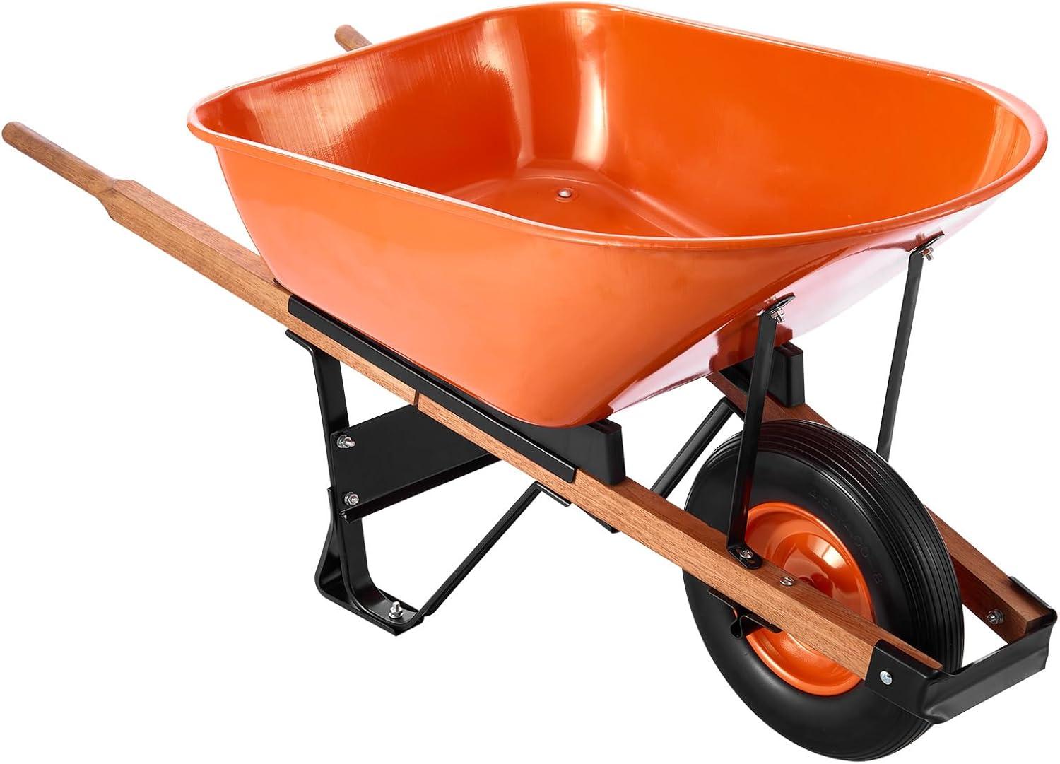image:imageVEVOR Wheelbarrow Cart 5 Cu Ft Load amp 397 lbs Capacity 2 Wheels Garden Dump Cart Garden Wagon with Handle amp 10 Wide Track Wheels Easy Loading Utility Yard Cart amp Wagons for Outdoor Lawn Yard6 Cu Ft Load 330 lbs