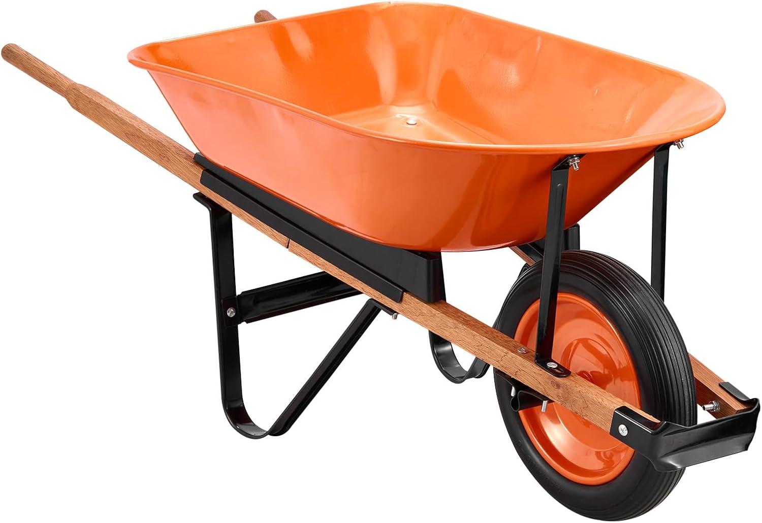 image:imageVEVOR Wheelbarrow Cart 5 Cu Ft Load amp 397 lbs Capacity 2 Wheels Garden Dump Cart Garden Wagon with Handle amp 10 Wide Track Wheels Easy Loading Utility Yard Cart amp Wagons for Outdoor Lawn Yard5 Cu Ft Load 265 lbs
