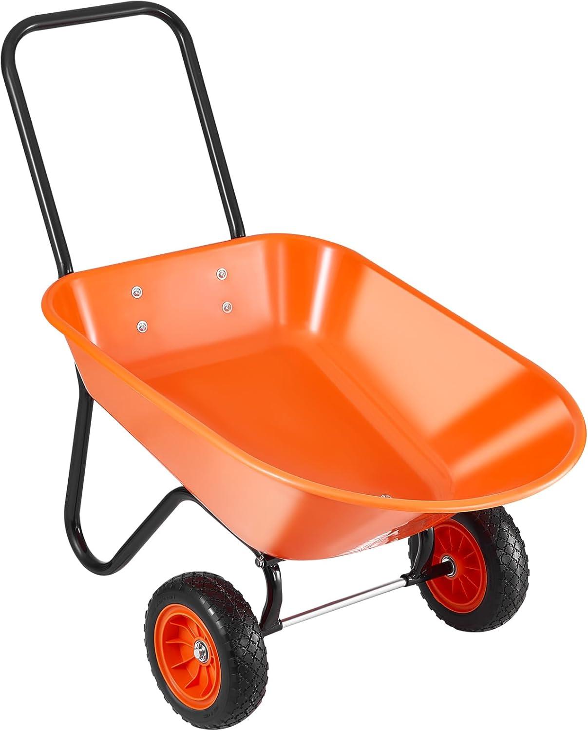 image:imageVEVOR Wheelbarrow Cart 5 Cu Ft Load amp 397 lbs Capacity 2 Wheels Garden Dump Cart Garden Wagon with Handle amp 10 Wide Track Wheels Easy Loading Utility Yard Cart amp Wagons for Outdoor Lawn Yard5 Cu Ft Load 397 lbs