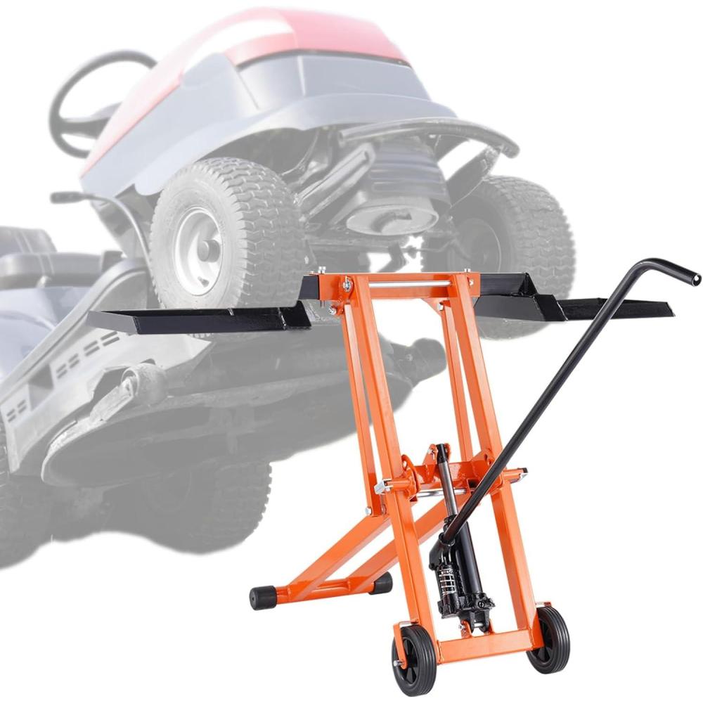 image:imageHappybuy Lawn Mower Lift with Hydraulic Jack 500 Lbs Weight Capacity Solid Carbon Steel Lawn Mower Lift Adjustable Movable Lawn Lifter for Riding Tractors and Zero Turn Lawn Mowers