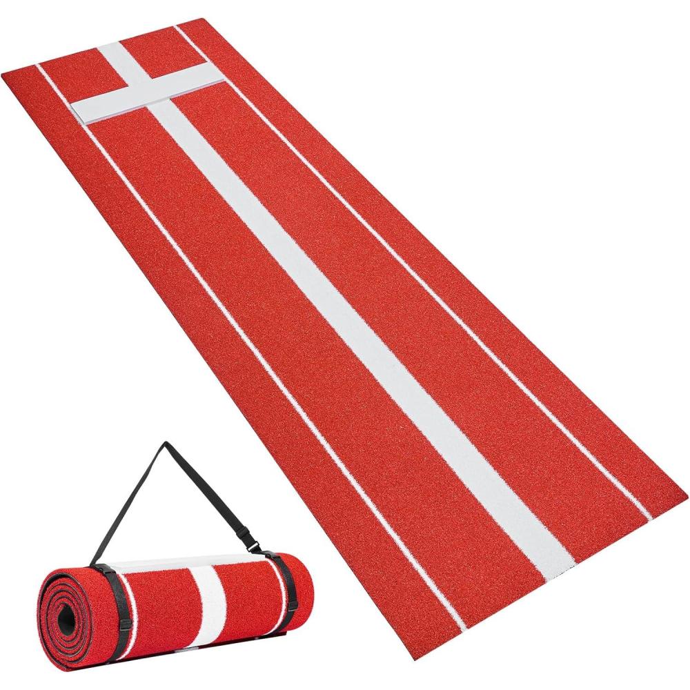 image:imageVEVOR 10x3ft SoftballBaseball Pitching Mat with Rubber Mound AntiFade Turf amp AntiSlip Foam Backing Portable Fastpitch Training Aid for IndoorOutdoor Practice RedGreenRed