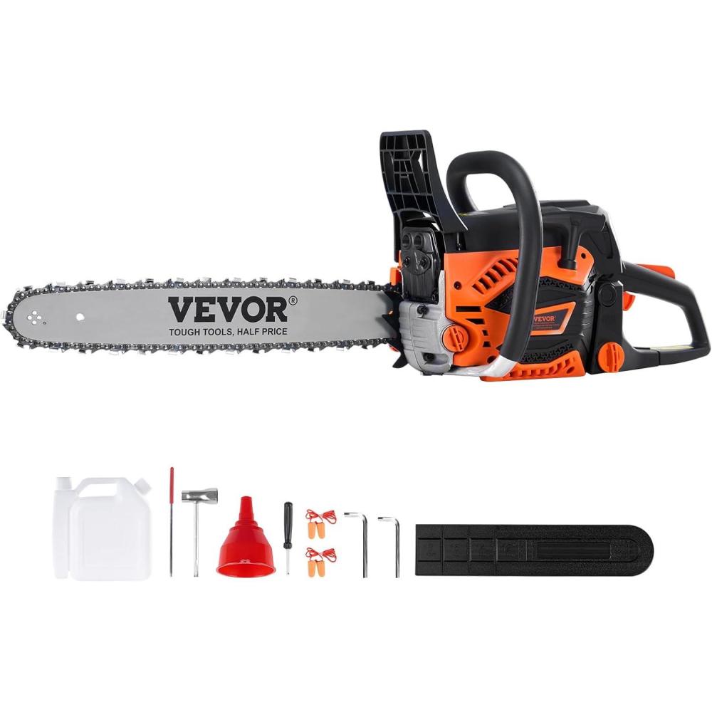 image:imageVEVOR 20inch 62CC Gas Powered Chainsaw 38 HP 2 Stroke Engine Gas Power Chainsaws with NonSlip Handle Gas Chainsaws with Dual Fuel Tanks For Wood Cutting Tree Trimming and Land Clearing52CC 18inch