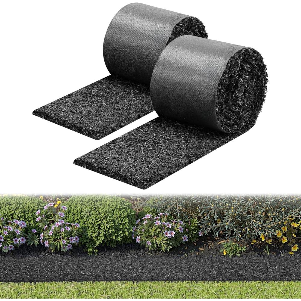 image:imageVEVOR 2Pack Recycled Rubber Mulch Mat 120 x 45 inPermanent Rubber Mulch for Landscaping Black Mulch Garden Edging Border for PlantsVegetables amp Flower Garden Barrier140 x 45 in