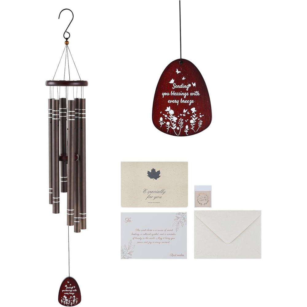 image:imageVEVOR 42 Deep Tone Wind Chimes Large 6Tube Memorial Wind Chimes HandTuned Aluminum Tubes Dark Brown Outdoor Decor for Patio Porch Garden for Anniversaries amp SympathyDark Brown