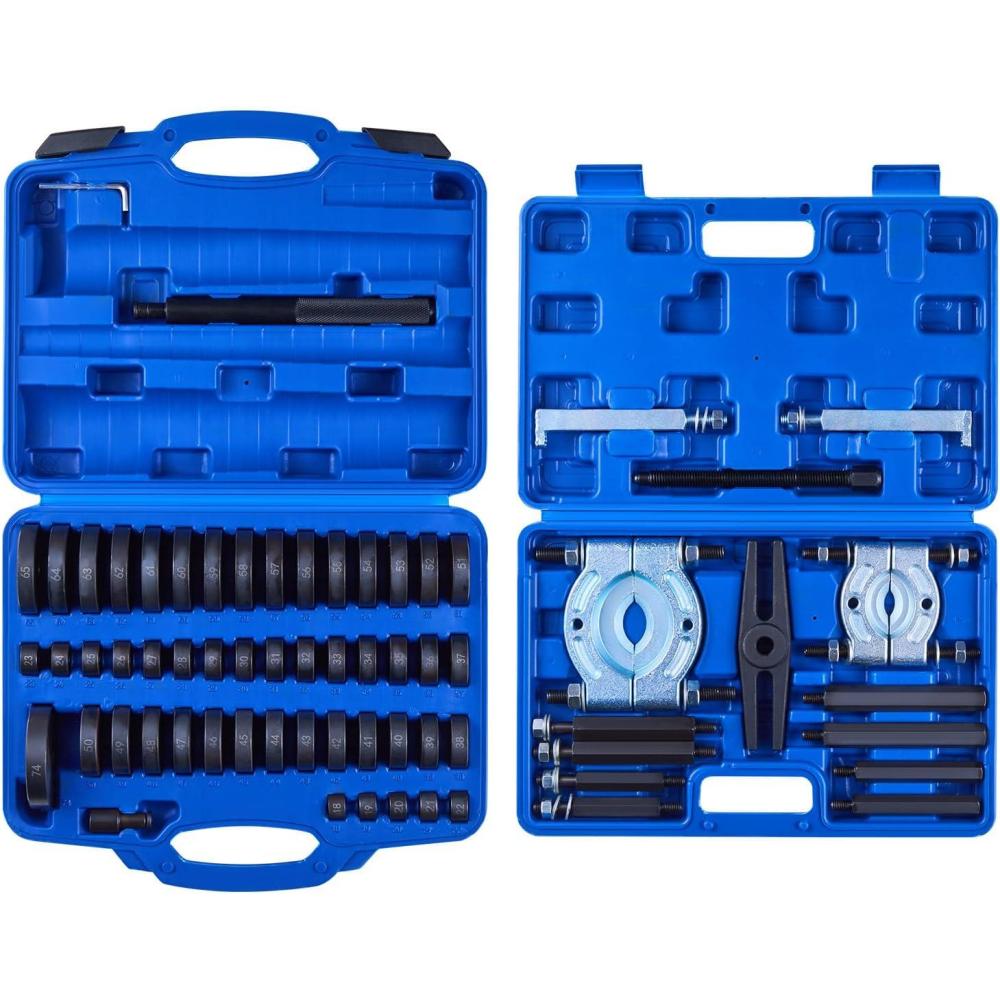 image:imageVEVOR 52pcs Custom Bushing Bearing And Seal Driver Set amp 16pcs Slide Hammer Puller Set 2 in 1 Bushing Bearing Driver Press Kit Heavy Duty Removal Puller Installation Set with 49 Bushings 10 Colletsbearing pullerbearing race driver