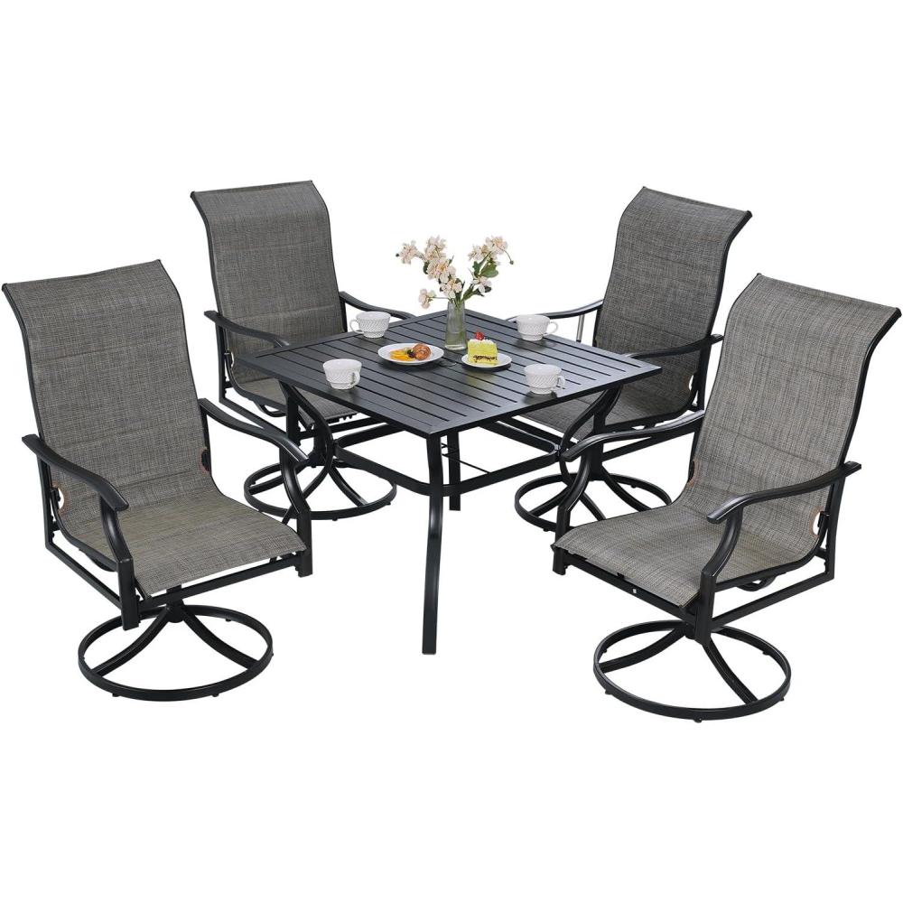 image:imageVEVOR 7 Pieces Patio Dining Set Outdoor Rectangle Furniture Table and Chairs Set All Weather Garden Furniture Table Sets HIPS Patio Conversation Set for Lawn Deck Backyard Poolside5 Piece