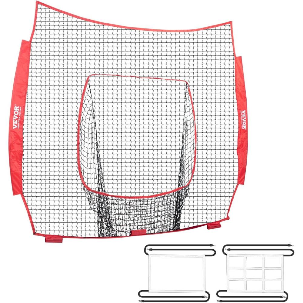 image:imageVEVOR 7x7ft Baseball Softball Practice Net Portable Baseball Training Net for Hitting Batting Catching Pitching Backstop Baseball Equipment Training NetNet OnlyNo Frame