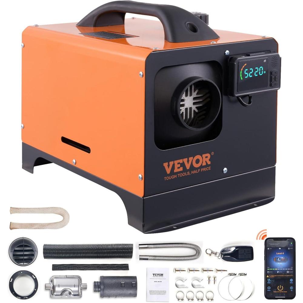 image:imageVEVOR 8KW Diesel Heater Bluetooth App Control Diesel Heater All in One with Automatic Altitude Adjustment Max 18045 ft Remote Control and LCD Portable Diesel Air Heater for Vehicles and Outdoors