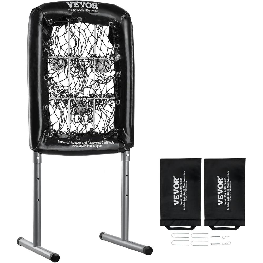 image:imageVEVOR 9 Hole Baseball Net Softball Baseball Training Equipment for Hitting Pitching Practice Heavy Duty Height Adjustable Trainer Aid with Strike Zone amp 4 Ground Stakes for Youth Adults21x29INCH