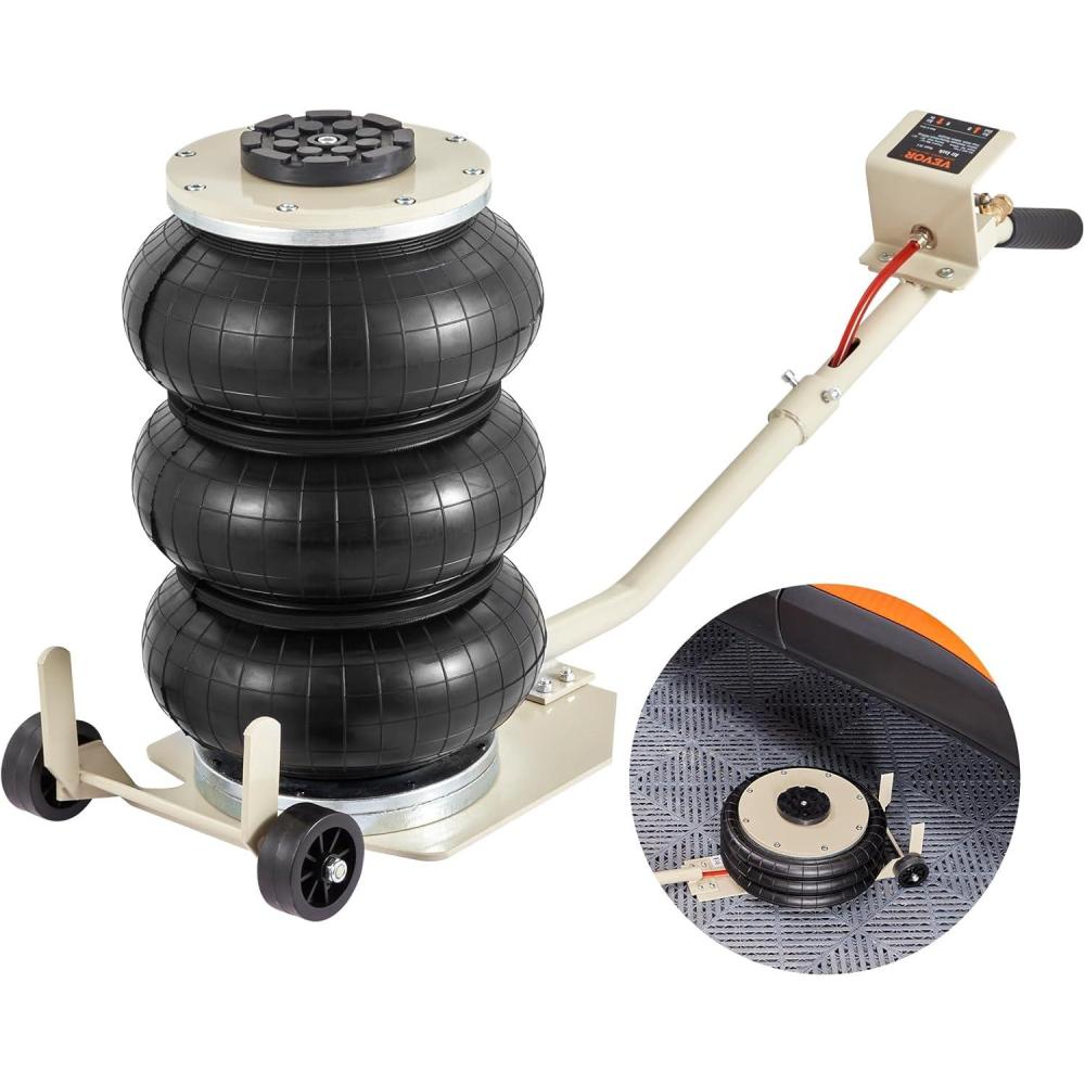 image:imageVEVOR Air Jack 3T 6600 lbs Triple Bag Air Jack Airbag Jack with Six Steel Pipes Lift up to 177 inch450 mm 35 s Fast Lifting Pneumatic Jack with Long Handles for Car Garage Repair3 Ton Max Lift 177 in