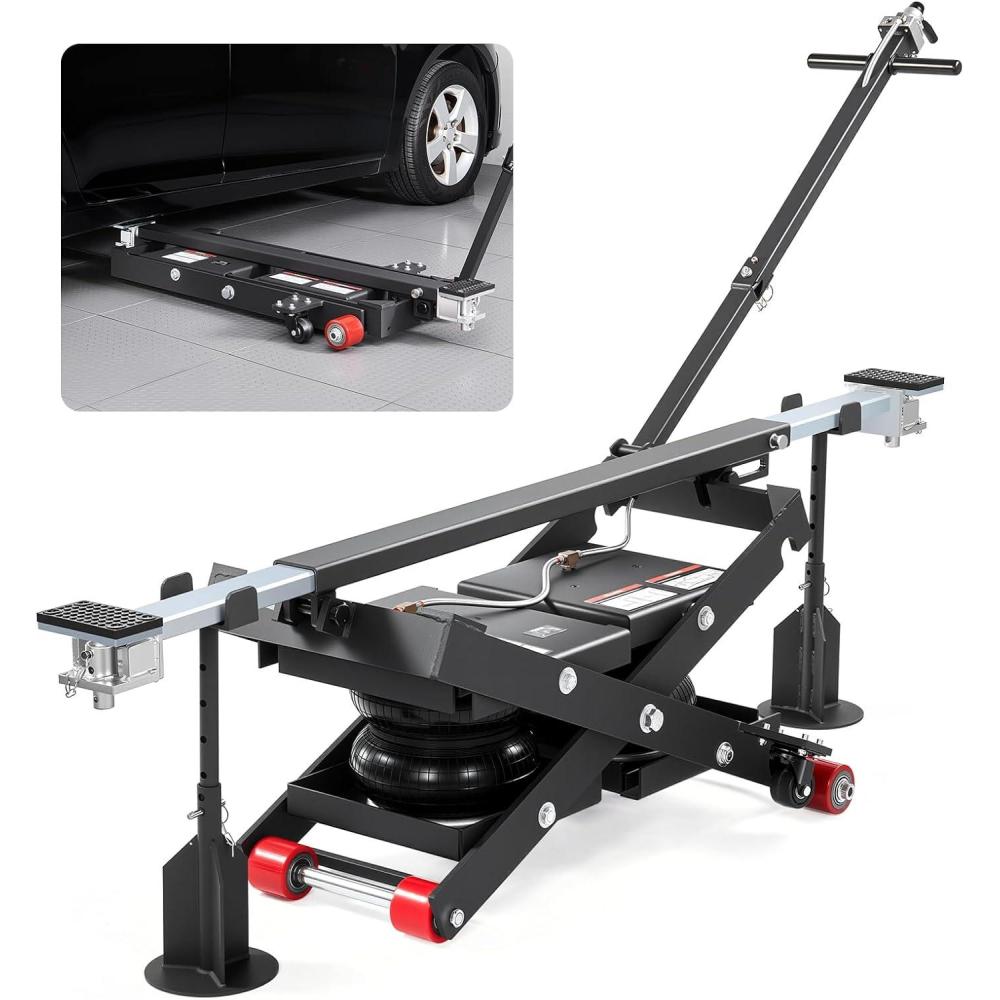 image:imageVEVOR Air Portable Car Lift 6613 lbs3 Ton Capacity 217 inch Max Height Adjustable Portable Air Car Lift with Airbag Support Stands Wheel Chocks Rubber Pads HeavyDuty for Sedan SUV Pickup