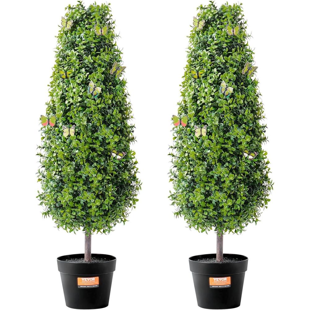 image:imageVEVOR Artificial Boxwood Topiary Tree 36 inch Tall 2 Pieces Double Ball Faux Topiary Trees Faux Plant wExtra Leaves amp Pot amp Small Decoration UV Rated Set for Home Decor IndoorOutdoorTowershaped