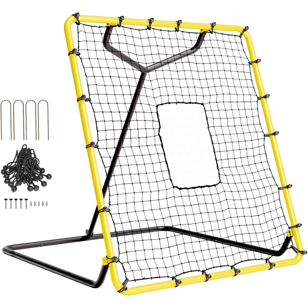 image:imageVEVOR Baseball and Softball Rebounder Net PitchBack Baseball Pitching Nest 3Way Baseball Softball Pitchback Net Fielding Trainer Bounce Back Net for FieldingThrowing Practice4X45 FT