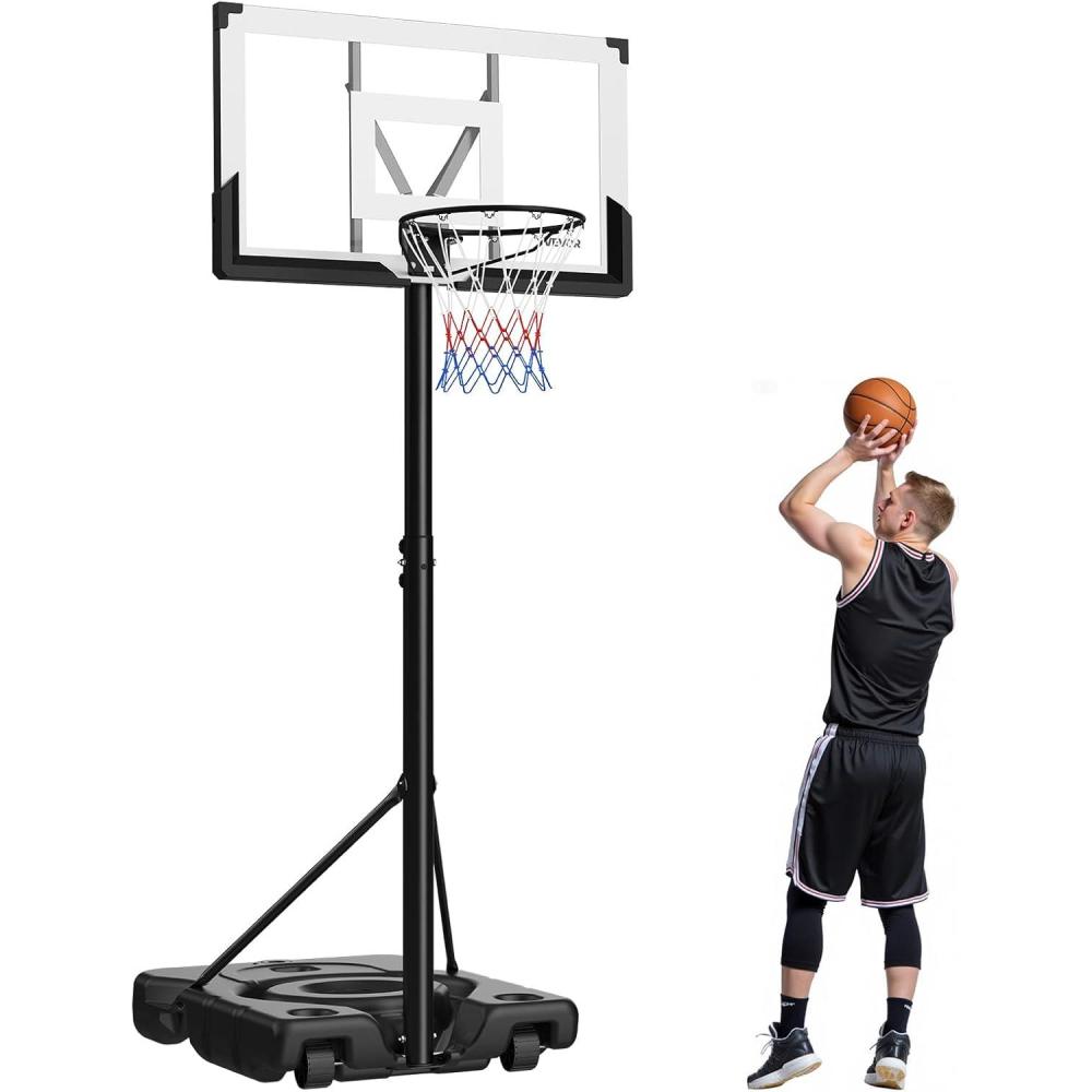 image:imageVEVOR Basketball Hoop 44 48 50 54 Inchs 4410 FT Height Adjustable Basketball Portable Hoop amp Goal Basketballs Hoop Outdoor PC Backboard for Kids Adults Basketball Court Schools Parks48Larger Base
