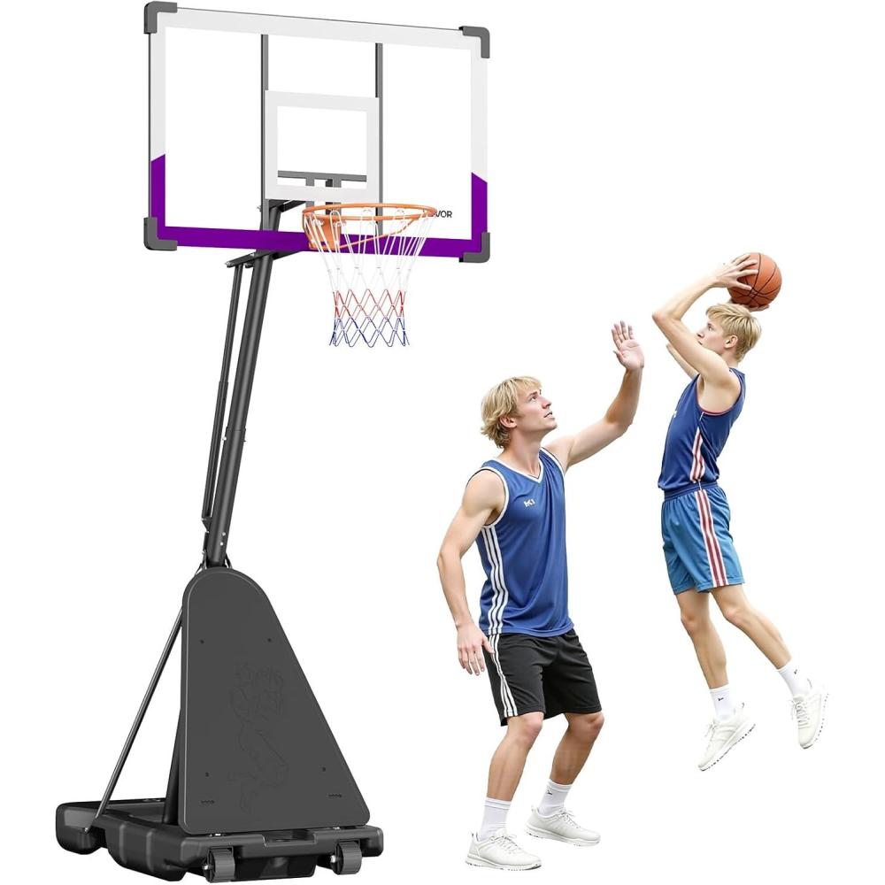 image:imageVEVOR Basketball Hoop 44 48 50 54 Inchs 4410 FT Height Adjustable Basketball Portable Hoop amp Goal Basketballs Hoop Outdoor PC Backboard for Kids Adults Basketball Court Schools Parks48Rebound Board