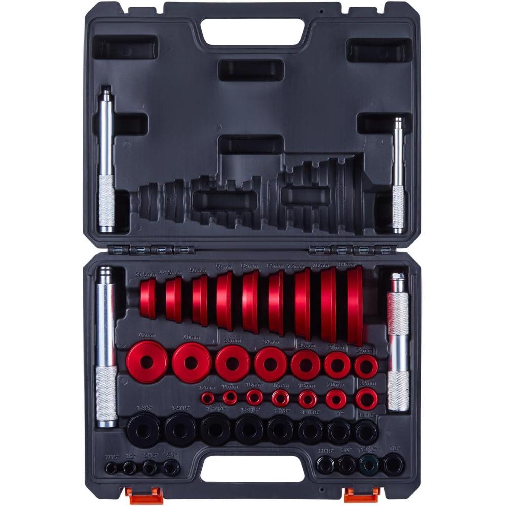 image:imageVEVOR Bearing Press Kit 43 Pcs Bearing Race and Seal Driver Set with 39 Bushings amp Handle Shafts Bushing Driver Tool Set Heavy Duty Aluminum Alloy Removal Installation Tool Kit with Storage Casebearing press