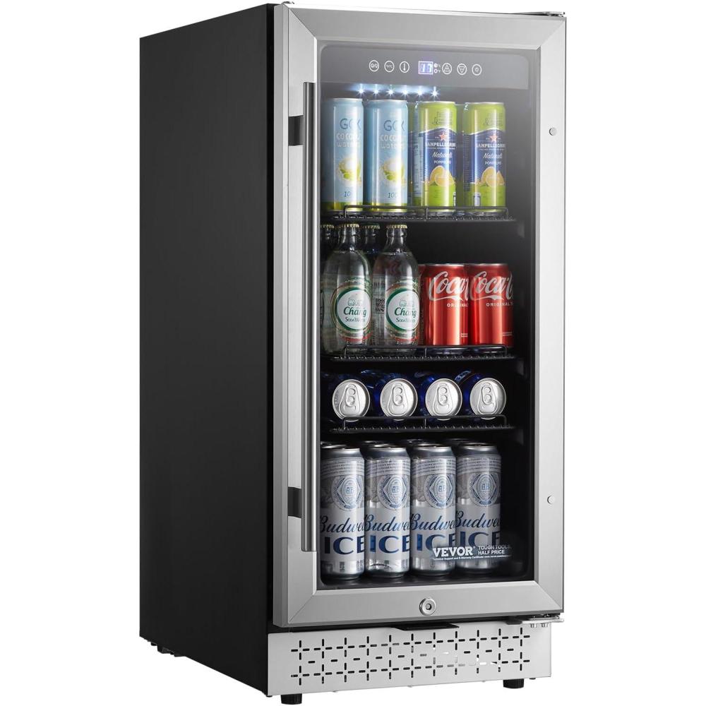 image:imageVEVOR Beverage Refrigerator Cooler 154 Can Beverage Fridge Mini Fridge with Glass Door Adjustable Shelves Digital Temperature Control Builtin amp Freestanding Soda Beer Fridge for Home Office Bar88 Cans
