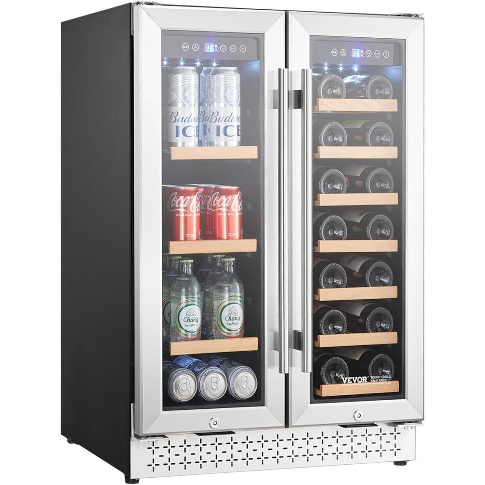 image:imageVEVOR Beverage Refrigerator Cooler 154 Can Beverage Fridge Mini Fridge with Glass Door Adjustable Shelves Digital Temperature Control Builtin amp Freestanding Soda Beer Fridge for Home Office Bar64 Cans20 Bottles