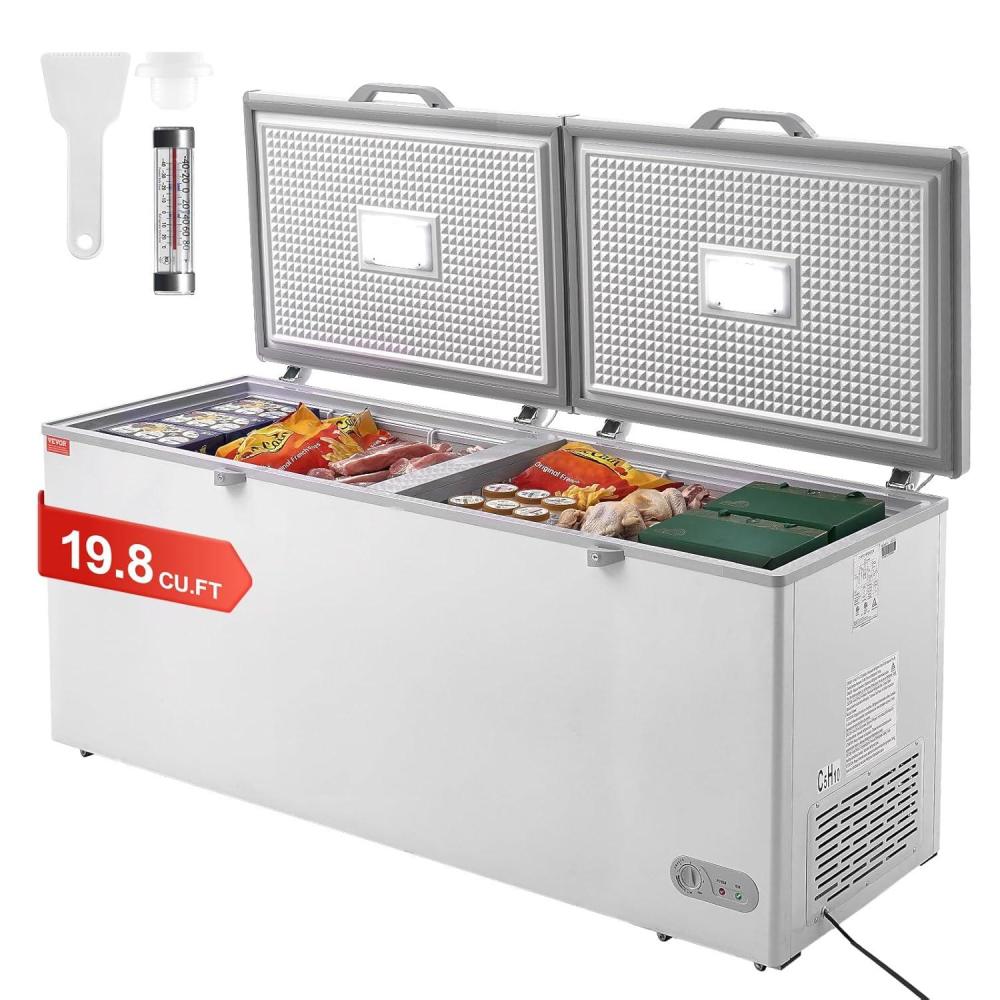 image:imageVEVOR Chest Freezer 128 Cuft 345 L Large Deep Freezer amp 4 Removable Baskets Freestanding Top Open Door Commercial Chest Freezers with Locking Lid 7Level Adjustable Temp LED Lighting 6 Wheels198 Cuft