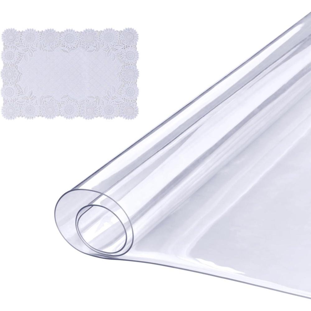 image:imageVEVOR Clear Table Cover Protector 48 inch1230 mm Round Table Cover 15 mm Thick PVC Plastic Tablecloth Waterproof Desktop Protector for Writing Desk Coffee Table Dining Room Table72 x 36 Rectangular